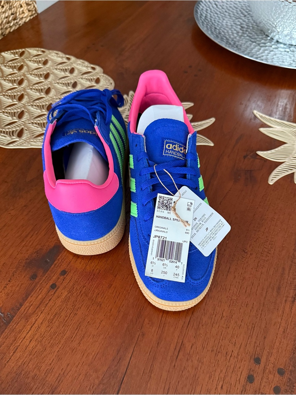 adidas Handball Spezial Sneakers in Blue, Pink & Lime